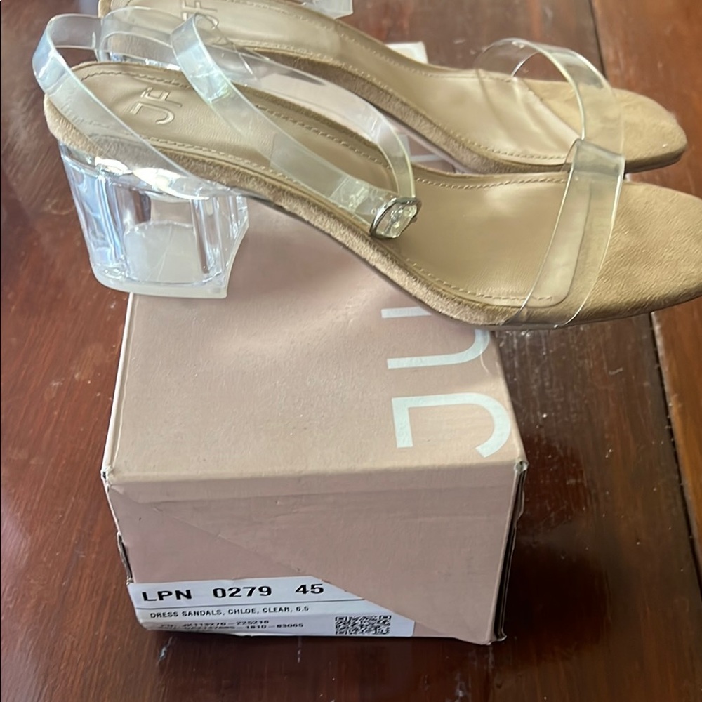 Clear Strap Block Heel Sandals